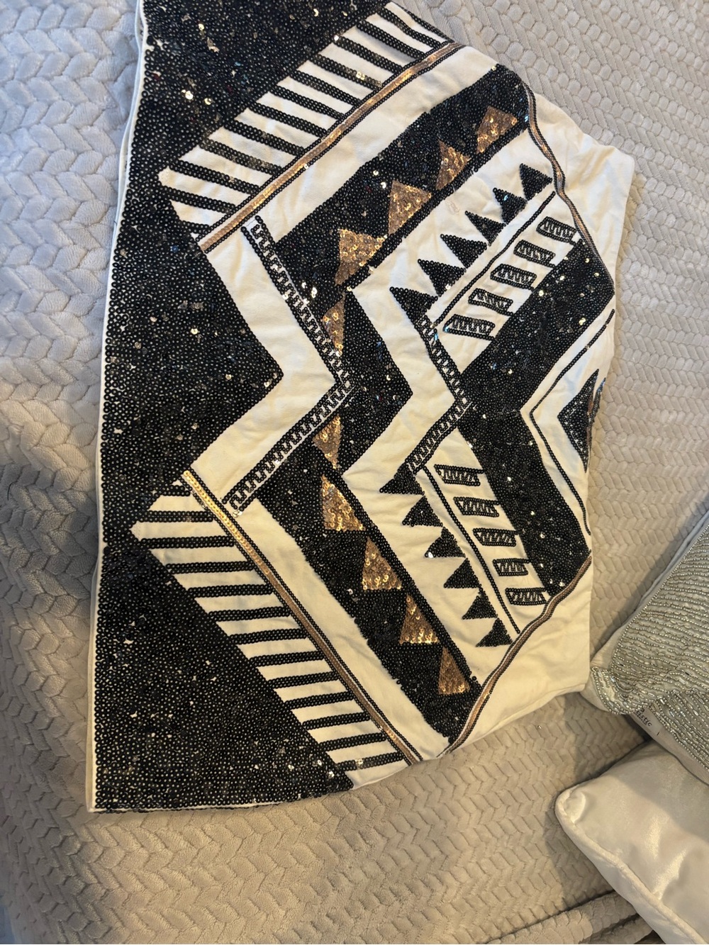 Express Sequin Statement Skirt - Black & Gold